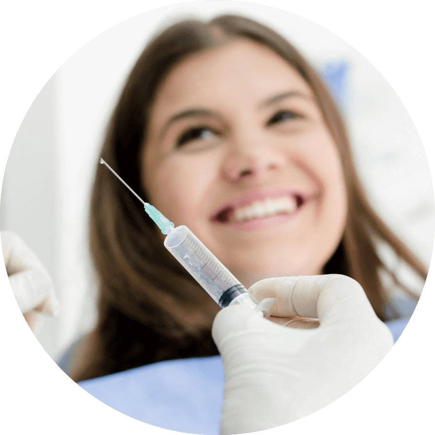 patient about to receive local anesthesia at dentist